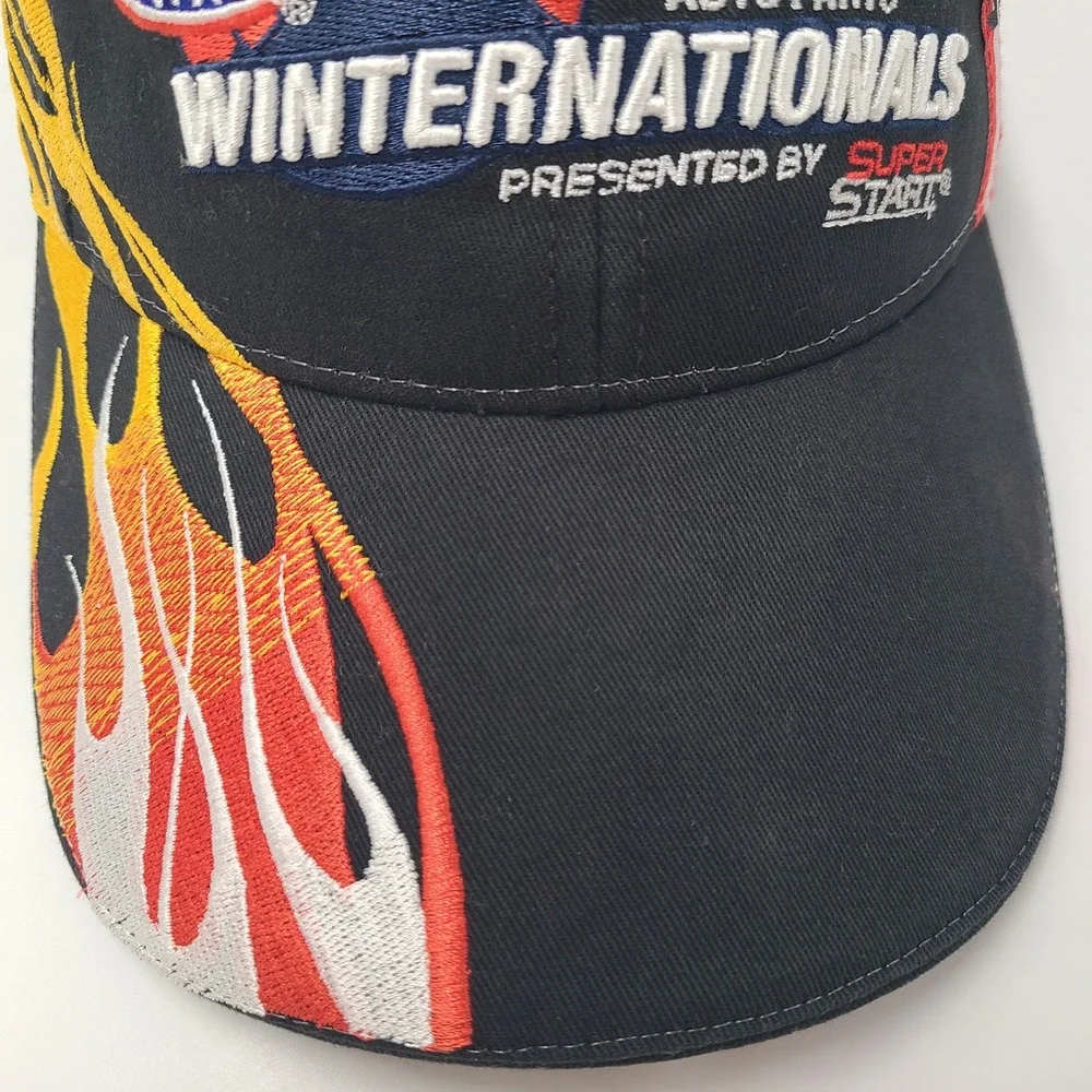 NHRA Hat Adjustable Black Orange 2012 Winter Nationals Drag Racing Flames Men